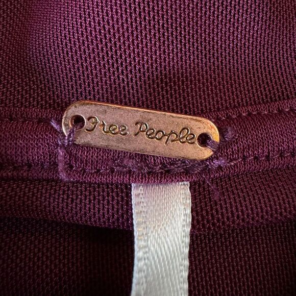 Free People Maroon Long Sleeve Sheer Womens Top Size Small Comfy Chic Luxury New - Picture 2 of 5
